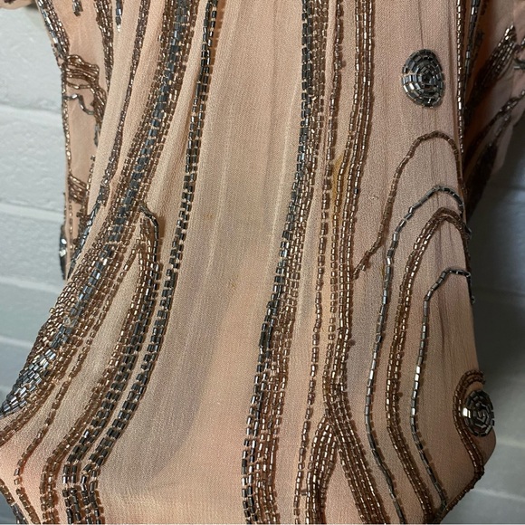 Free People Romper Plunge Beaded Pink Sparkle Women’s 6 Short Mini Dress Unique - Picture 12 of 16